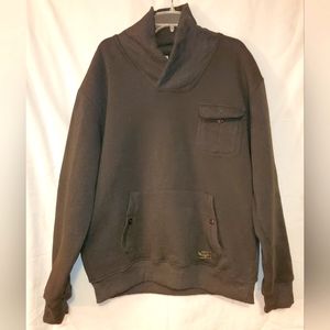 Men's cowl neck sweater PJMark 2XL dark gray kangaroo pocket